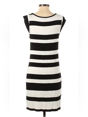 Apt. 9 Black White Striped Stretch Midi Dress Size Small